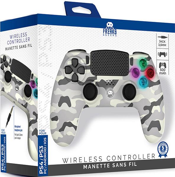 Productafbeelding Trade Invaders Draadloze controller voor PS4 met 3,5mm jacksleuf - LED-Wit Camo (PS4)