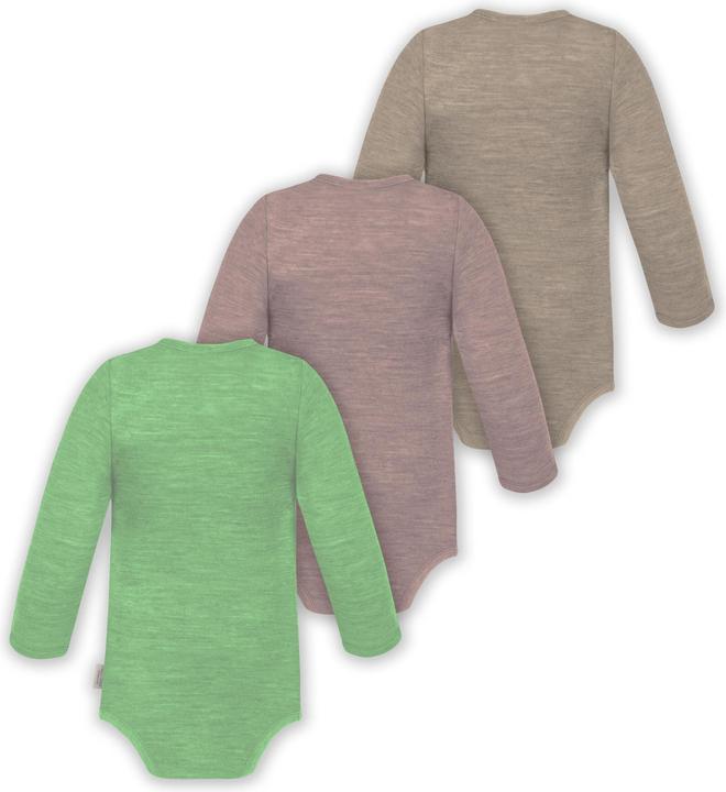 Actual product image Normani 3-pack baby merino long sleeve wrap bodysuit for boy and girl - 9355 (74)