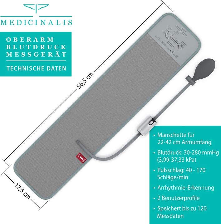 Produktbild Medicinalis Oberarm Blutdruckmessgerät, mit Bluetooth, für App, Blutdruck & Pulsmessung, klinisch validiert (Blutdruckmessgerät Oberarm)