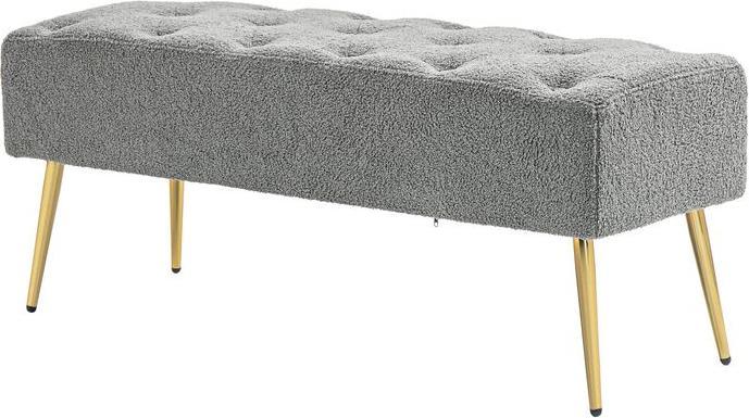 Produktbild Swisshandel24 Sitzbank, Lammwolle-Optik, Stahlbeine, 112x41x46cm, Grau (112 cm)