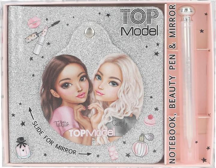Top Model Topmodel - Beauty Notebook with Ballpoint Pen - Silver (Kariert)