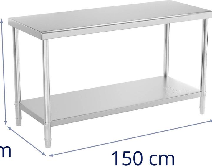 Produktbild Royal Catering Arbeitstisch Edelstahl Edelstahltisch Küchentisch Gastro Tisch 150x60 cm 230 kg
