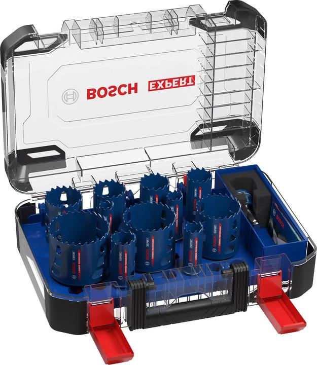 Produktbild Bosch Professional Zubehör EXPERT Tough Material Lochsäge-Set, 20/22/25/32/35/40/44/51/60/68/76 mm, 14-tlg. (44 Millimeter, 60 Millimeter, 32Millimeter, 51 Millimeter, 68 Millimeter, 25 Millimeter, 22 Millimeter, 35 Millimeter, 40 Millimeter, 76 Millimeter, 20 Millimeter)