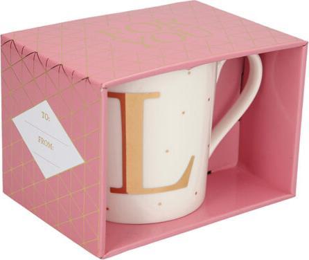 Produktbild Magni Porzellan Tasse mit Motiv Buchstabe L grau (350 ml)
