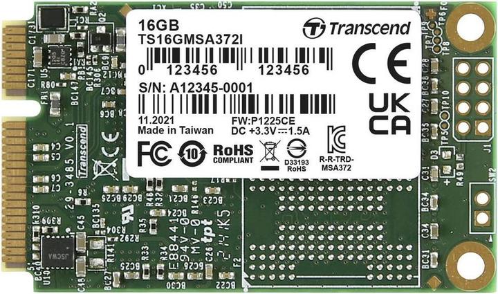 Produktbild Transcend 16 GB Interne Festplatte 6.35 cm (2.5 Zoll) SATA III TS16GMSA372I (16 GB, mSATA)