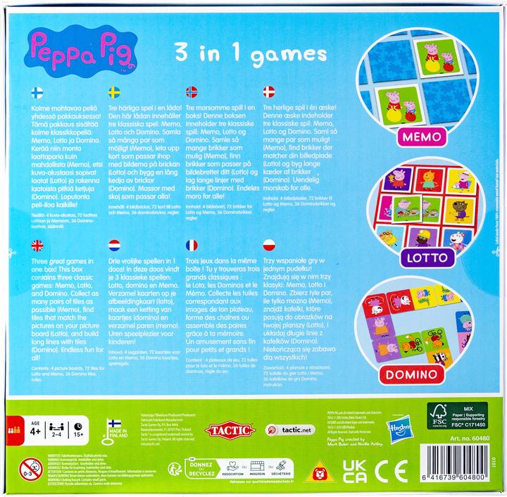 Actual product image Selecta Spielzeug Peppa Pig 3n1 Memo Lotto Domino (German, French, Norwegian, Polish, Finnish, Swedish, English)