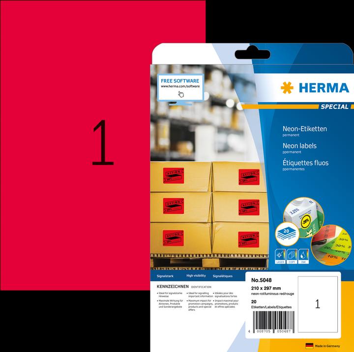 Produktbild HERMA Neon Etiketten A4