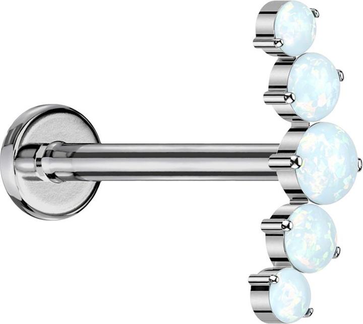 Immagine prodotto Star Piercing Micro labret filo interno argento curvo argento cinque opali bianco (Titanio G23, senza ottone)