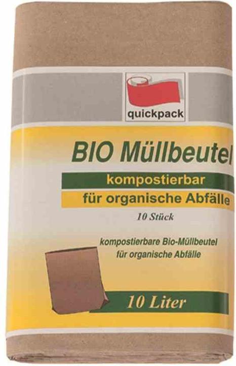 Image du produit Quickpack Sacs papier pour déchets biologiques 10 l, 10 pièces 20 x 17 x 36 cm (10 x, 10 l)