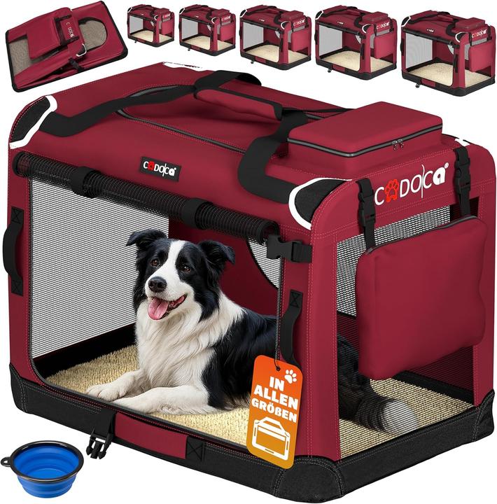 Cadoca Faltbare Hundetransportbox XL für Auto und Reisen (Cane, Pieghevole)