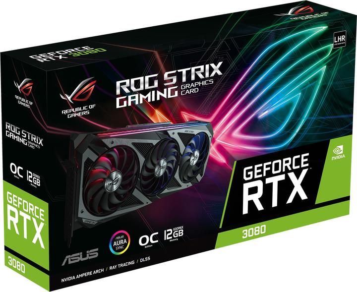 Produktbild ASUS ROG-STRIX-RTX3080-O12G-GAMING,HDMI,DP,Aktiv (12 GB)