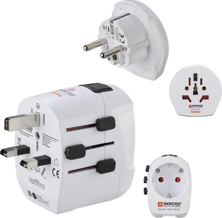 Hama Weltreiseadapter Set World Travel Pro Light USB 3-polig, 2x USB