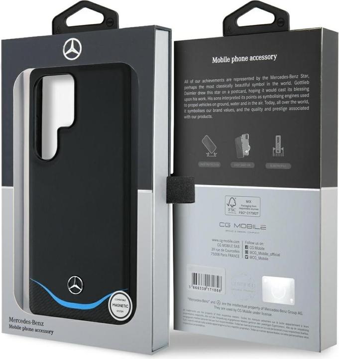 Image du produit Mercedes Leather Contrasted Blue Horizontal Curve MagSafe Case for Samsung Galaxy S25 Ultra - Black (Samsung Galaxy S25 Ultra)