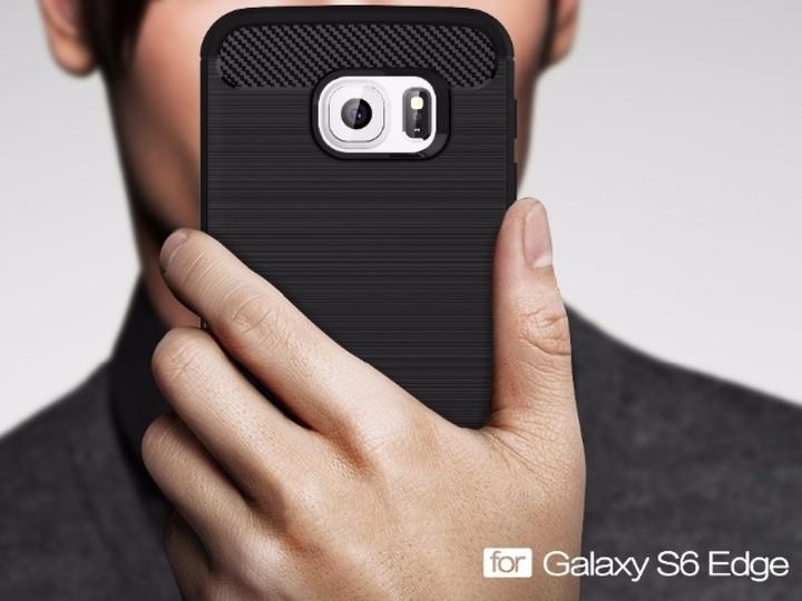 Actual product image Screenguard Samsung Galaxy S6 Edge Cover Carbon Brushed Soft TPU (Samsung Galaxy S6 Edge)
