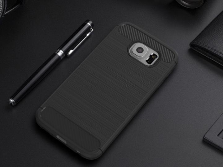 Actual product image Screenguard Samsung Galaxy S6 Edge Cover Carbon Brushed Soft TPU (Samsung Galaxy S6 Edge)