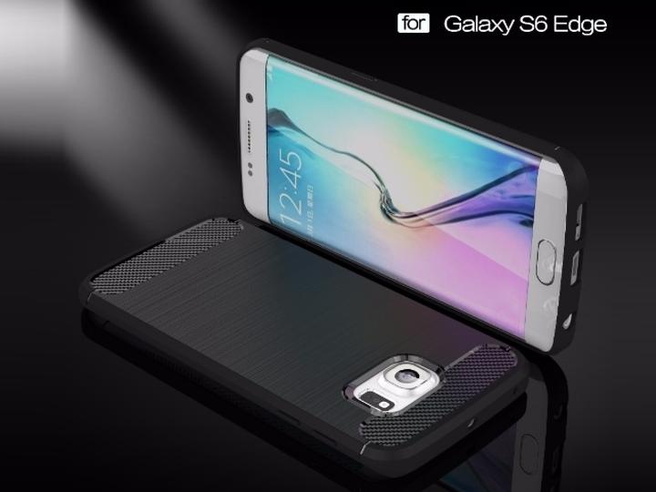 Actual product image Screenguard Samsung Galaxy S6 Edge Cover Carbon Brushed Soft TPU (Samsung Galaxy S6 Edge)