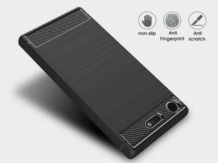 Produktbild Screenguard Sony Xperia XZ1 Compact Hülle Carbon Brushed Soft TPU (Sony Xperia XZ1 Compact)