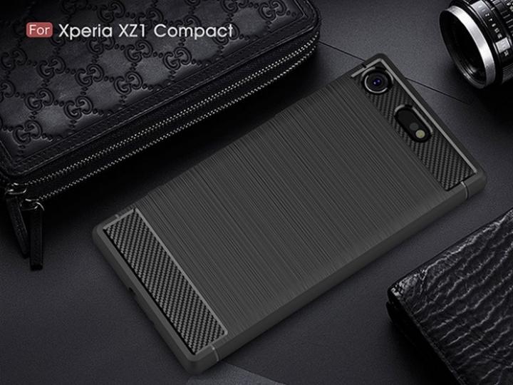 Produktbild Screenguard Sony Xperia XZ1 Compact Hülle Carbon Brushed Soft TPU (Sony Xperia XZ1 Compact)