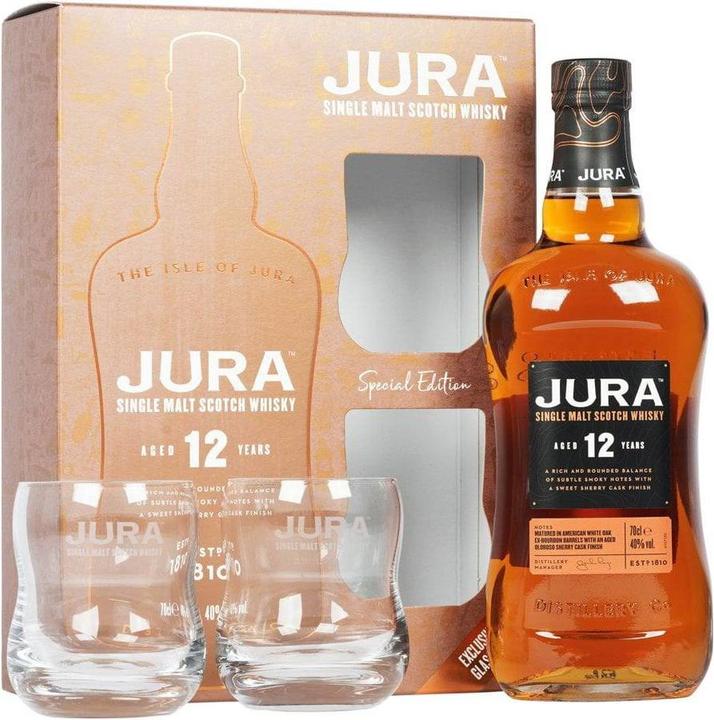 Actual product image Isle of Jura 12 Years Old Single Malt Scotch Whisky with case and 2 glasses (Single Malt, 1 x 70 cl)