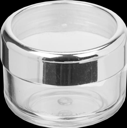 Produktbild Kosmetik-Dose, Kunststoff, Silber/Glashell für 6 ml, Ø 2,9 cm, Höhe: 2 cm