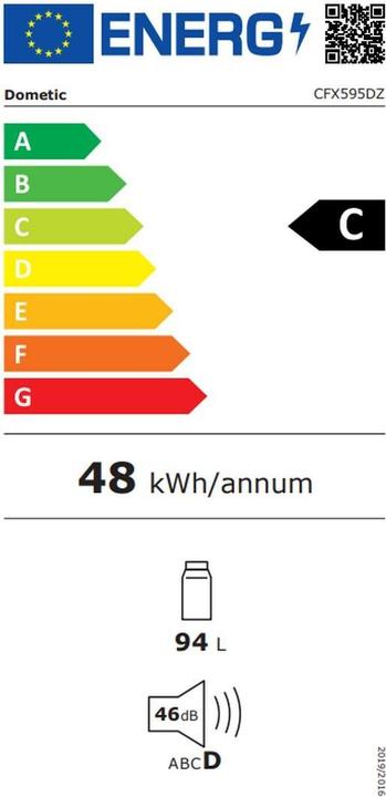 Energie-Label Dometic Kompressor-Kühlbox CFX5 95DZ AC/DC, EU Version (94 l)