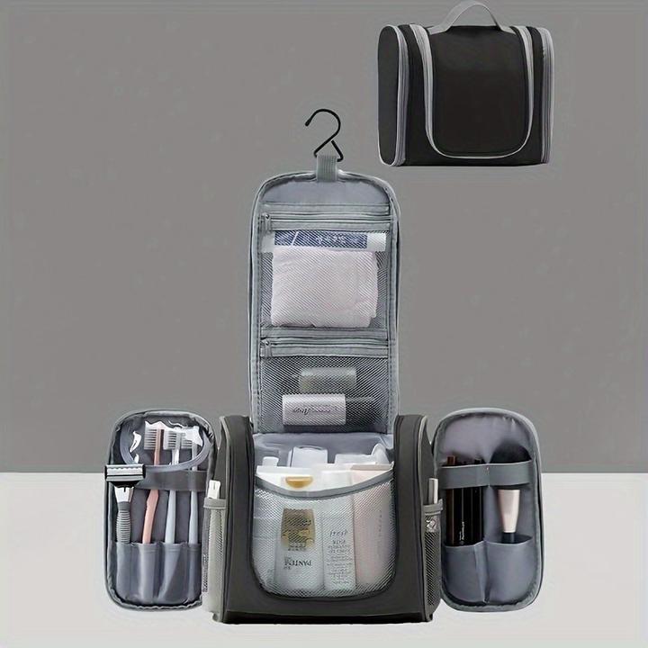 Only-Bags.Store Tragbare hängende Waschtasche mit Haken, PU-Leder wasserdicht faltbare Kulturtasche