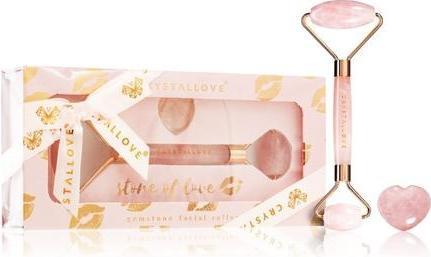 Crystallove Rosenquarz Selflove Set - Gesichtsmassageroller und Massagewerkzeuge