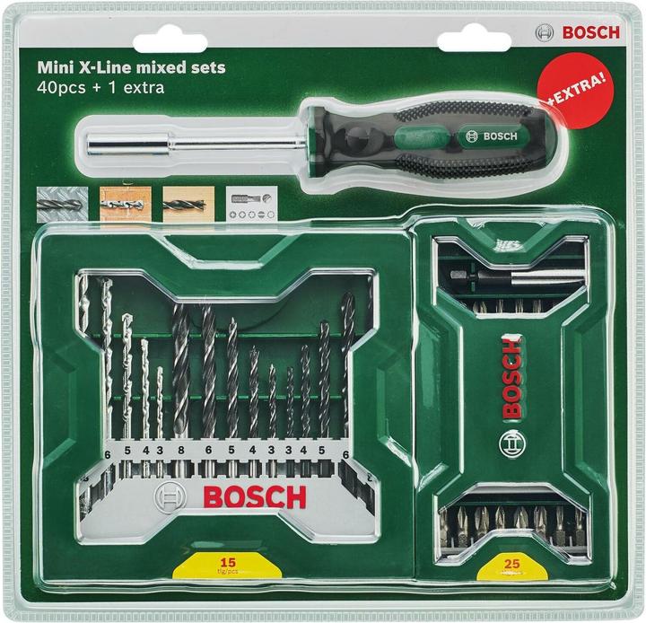 Actual product image Bosch Zubehör 25+15+1 Mini-X-Line sets plus handle (3-8 mm (wood drill bit))