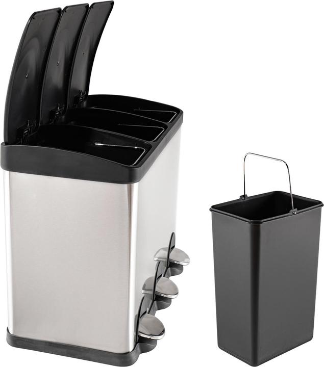 Produktbild HTI-Living Mülleimer mit 3 Kammern Jannik 45 Liter Silber Schwarz (45 l)