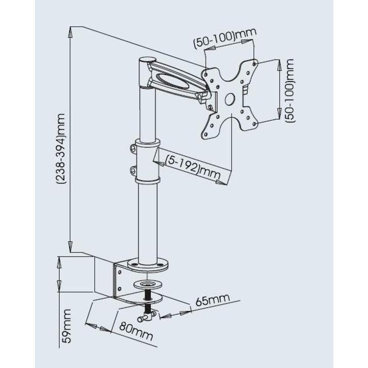 Image du produit Techly Support de bureau pour LCD TV LED 13 27 bras central inclinable pince (Tables, 27")