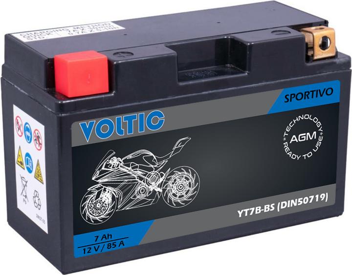 Produktbild Voltic Sportivo AGM YT7B-BS Motorradbatterie (DIN 50719) (12 V, 7 Ah, 85 A)