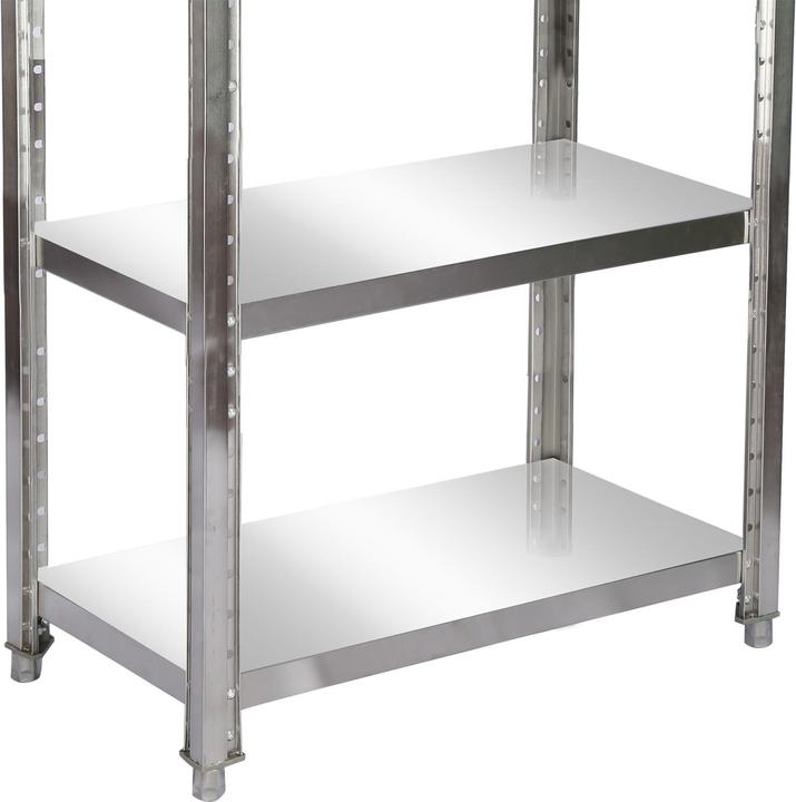 Image du produit Wiltec Étagère en acier inoxydable 120x50x155 cm 4 étagères Étagère de cuisine gastronomique Entrepôt