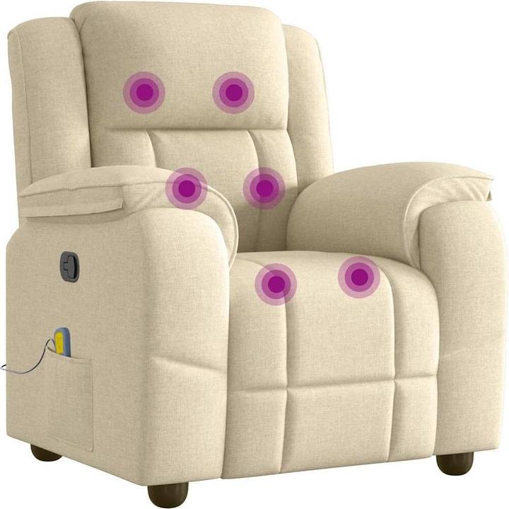 Immagine prodotto VidaXL Poltrona massaggiante in tessuto crema poltrona massaggiante TV poltrona con funzione massaggio