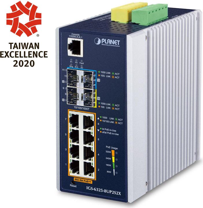 Image du produit Planet Industriel L3 8 ports GE +. SFP + SFP (8 Ports)
