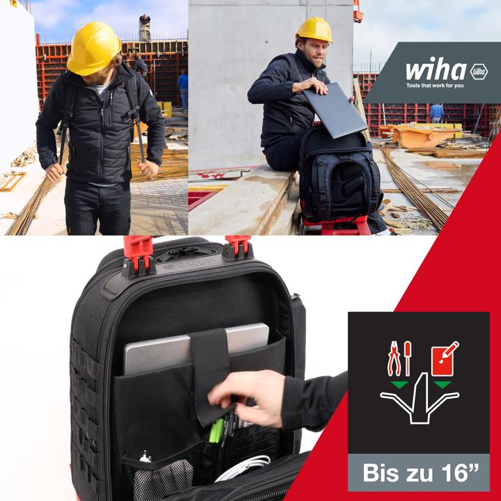 Produktbild Wiha Elektriker Werkzeugrucksack 27tlg Elektriker Grundausstattung stabiler Standboden Laptopfach (27 Teile)