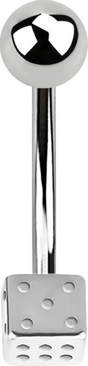 Star Piercing Banane silber mit Kugel und Würfel (ohne Messing, Chirurgenstahl 316L)