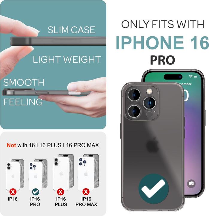 Immagine prodotto Nalia Custodia rigida estremamente sottile da 0,3 mm opaca (Apple iPhone 16 Pro)