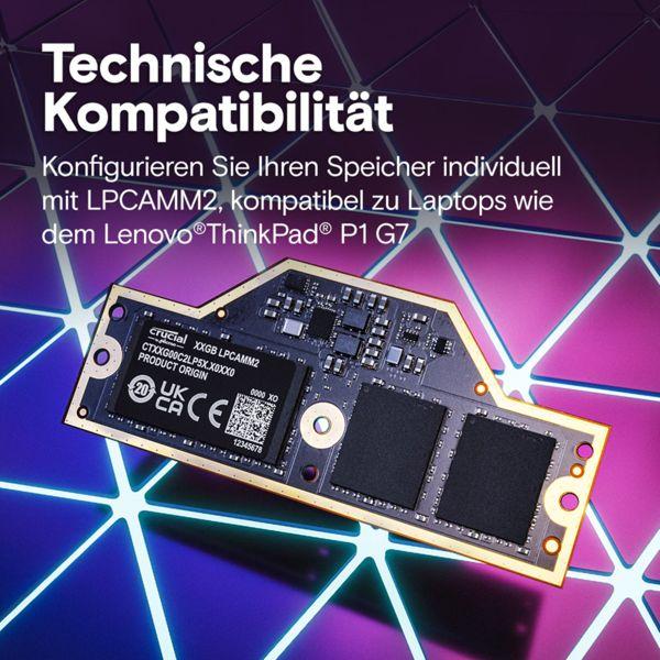 Actual product image Crucial LPCAMM2 LPDDR5X 32GB Memory (3750 MHz, LPDDR5-RAM, LPCAMM2)