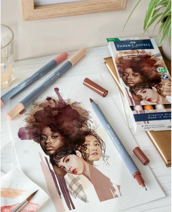 Produktbild Faber-Castell GOFA AQUA DUAL MARKER - Farbstoffmarker (Portrait, 0.40 mm, 6 x)