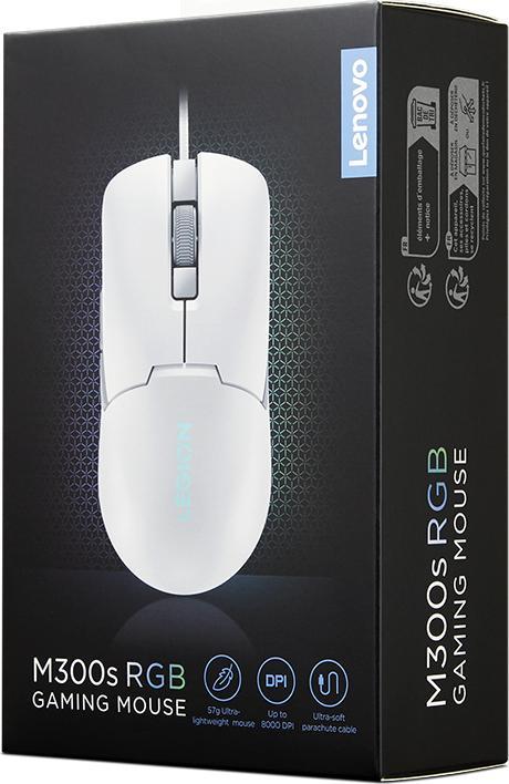 Actual product image Lenovo Accessories Legion M300s RGB Gaming Mouse (Glacier White) (Cable)