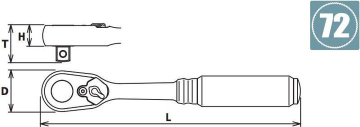 Actual product image Koken Handratsche 3/8", 72 Zähne, 178mm, Z-Reihe