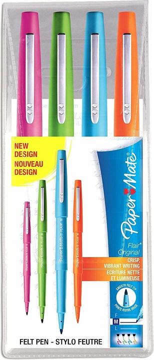 Produktbild Paper Mate Faserschreiber Flair B 4 Stk T/M/O/HG (Grün, Pink, Orange, Blau, 4 x)