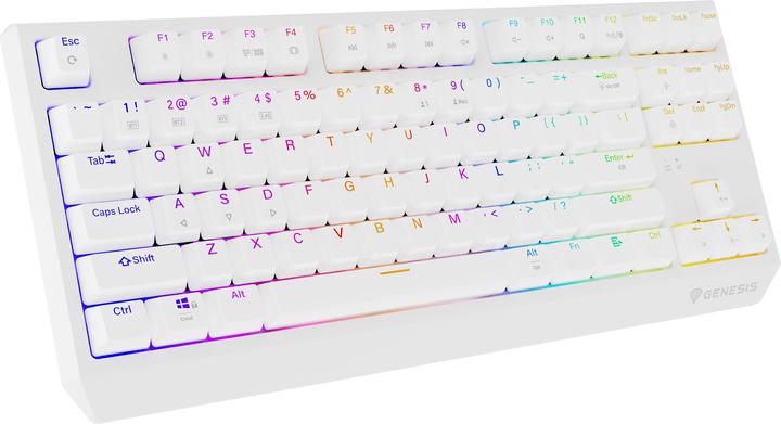 Actual product image Genesis herní klávesnice THOR 230/TKL/RGB/Outemu Red/Bezdrátová USB + Bluetooth/US layout/Bílá (US, Cable, Wireless)