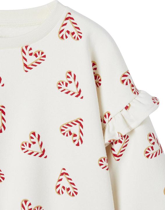Vertbaudet Mädchen Weihnachts-Sweatshirt mit Volantärmeln