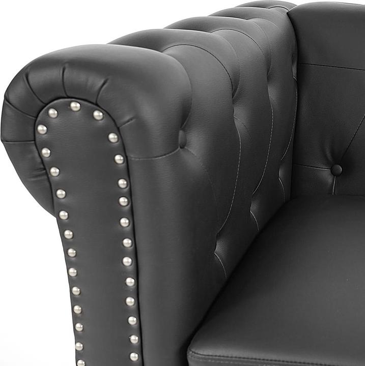 Image du produit Mendler Fauteuil de luxe Fauteuil relax Chesterfield simili cuir - pieds carrés, noir