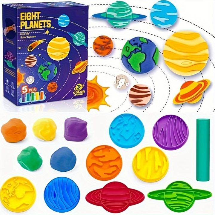 Immagine prodotto Activity Board Set di argilla per modellare il sistema solare per bambini - 14 pezzi di plastilina a tema spaziale