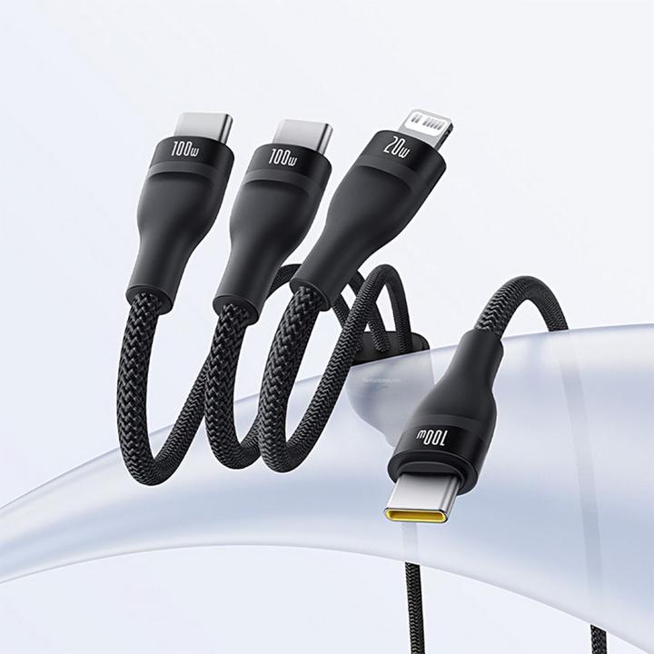 Produktbild Baseus 3-in-1 Flash3 USB to C+C+L 100W / 1.5m cable (black) (1.50 m, USB 2.0, 100 W)