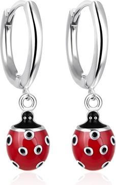 Agato - Silver hoop earrings Ladybugs AGT-ED019K (Silber)