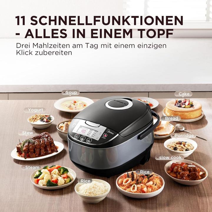 Actual product image Midea Multikocher mit 11 Programmen inkl. Dämpfeinsatz, Löffel & Messbecher
