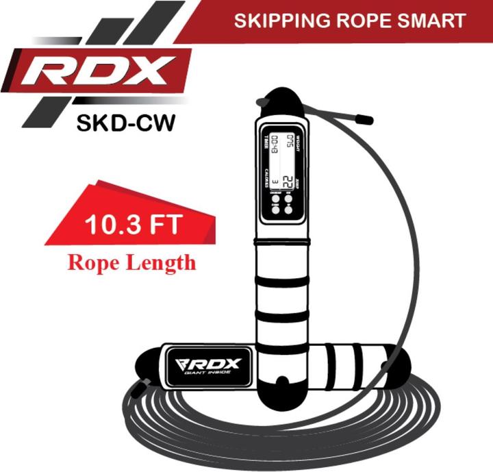 Produktbild Rdx Digitaler Kalorienverbrauch & Workout Zähler 3m10 Verstellbares Springseil (304 cm)